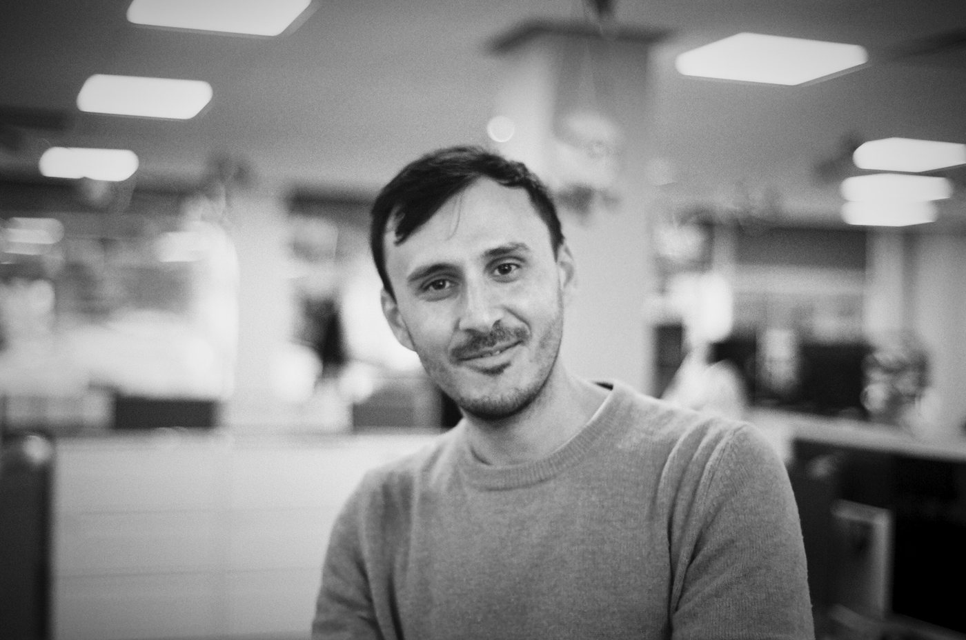 Black-and-white film portrait of Saman